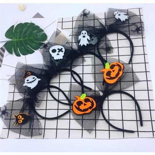 Women Mesh Bow Hair Accessories Lace Cat Ear Hairband Cartoon Felt Role Headband Halloween Hair Hoop Headwear Party New