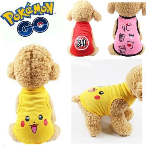 Anime Pokemon Pikachu Dog Vest Summer Small Dog Clothes Cute Tshirt Puppy French Bulldog Pet Clothes Ropa Perro Pets Clothing