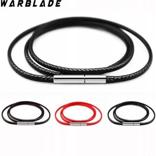 1mm 1.5mm 2mm 3mm Black Necklace Cord Leather Cord Wax Rope Chain With Stainless Steel Clasp For Men Women DIY Necklace Making