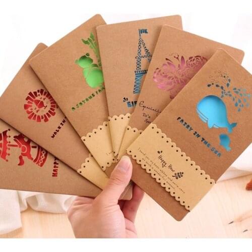 1pc Creative Kraft Paper Greeting Card DIY Thanksgiving Blessing Cards Valentines Day Gift Birthday Wedding Invitation Card