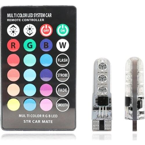 2 PCS Car Led T10 RGB 6 Lights 5050 6smd Colorful Burst Flashing Wide Lamp Waterproof Silicone License Plate Lamps