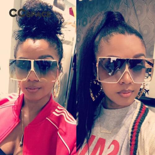 46801 Metal Frame Oversized Square Sunglasses CCSPACE Men Women Brand Glasses Designer Fashion Male Female Shades