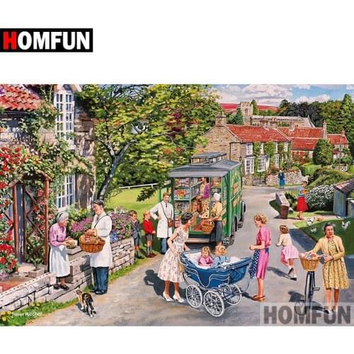 HOMFUN 5D DIY Diamond Painting Full Square/Round Drill "Town scenery" Embroidery Cross Stitch gift Home Decor Gift A08303