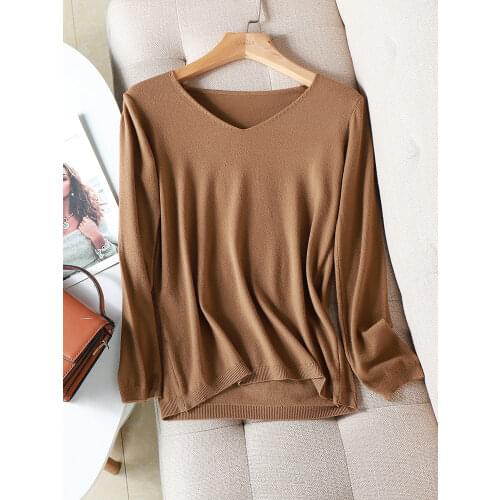 AOSSVIAO 2021 autumn winter Sweater Knitted Pullover women v-neck oversize sweater female loose long sleeve sweater top Jumper