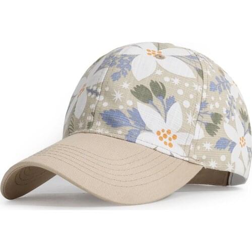 Flower Print Cotton Casquette Baseball Cap Adjustable Snapback Hats for Men and Women 177