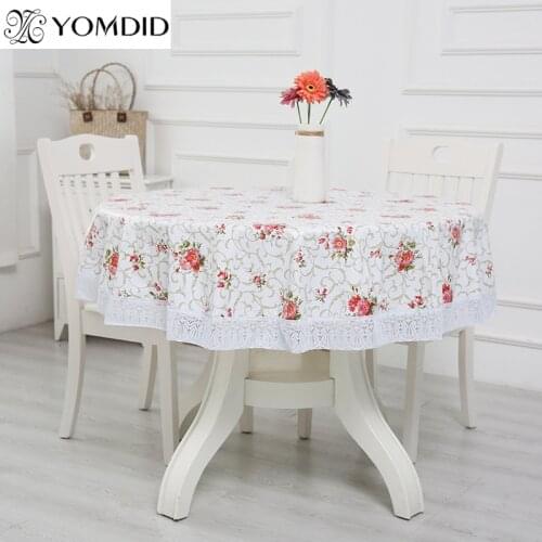 Flower Style Round Table Cloth Pastoral PVC Plastic Tablecloth Oilproof Decorative Elegant Waterproof Fabric Table Cover