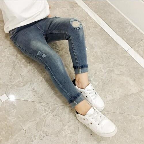 Girls Denim Pants High Quality Spring Kid Clothing Autumn Girl Trousers Fall Children Jean Pants Leggings ripped Jeans 2-7years