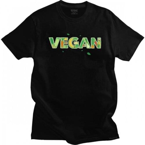 Vegan Life T Shirt for Men Pre-shrunk Cotton Awesome T-shirt Short Sleeves Powered By Plants Tee Tops Loose Fit Clothing Gift