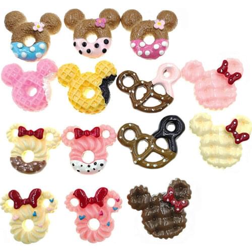 12pcs/lot Kawaii Cute Mixed donuts foods Flat back Resin Cabochons Scrapbooking DIY Jewelry Craft Decoration Accessories