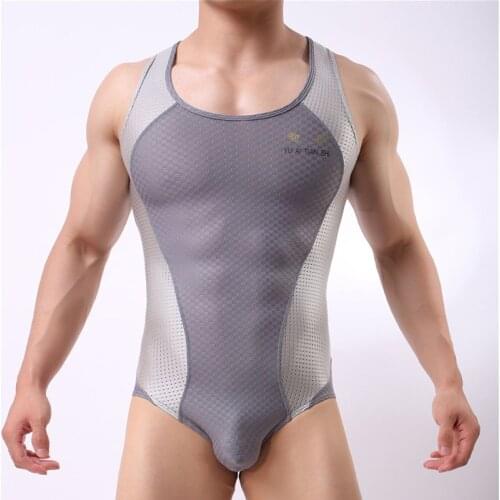 Male Breathable Undershirts Mesh Bodysuit Men Bodybuilding Undershirts Male Slim Body Shaper Fitness Wrestling Singlets Shirts