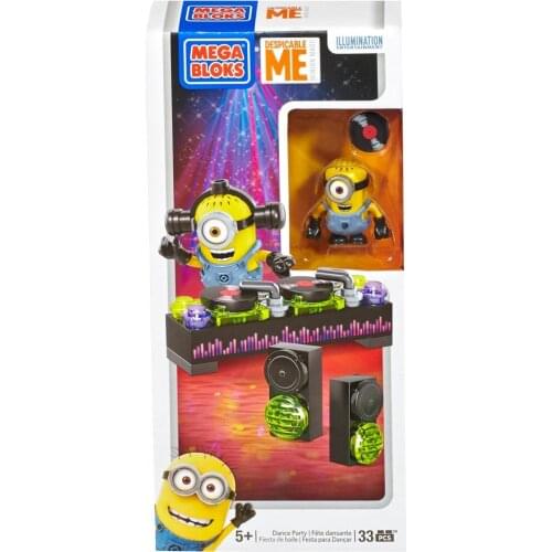 Despicable Me Dance Party Set, One buildable Minion character with attachable headset By Mega Bloks 33pcs/pzs -5years old
