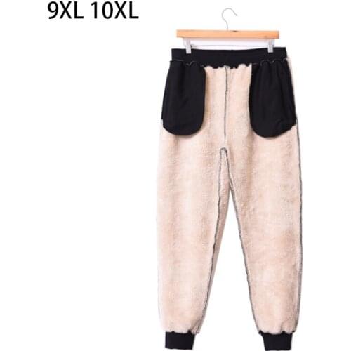 Winter Men Thicken CamoFleece Small Feet Mouth Pants Male Cold Resistance Warm Wool Cotton Trousers Oversize 9XL 10XL