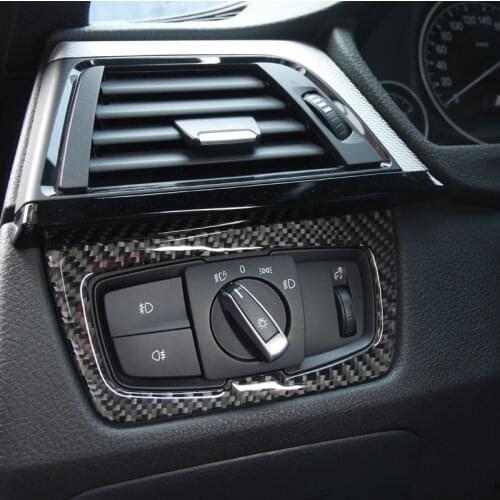 Soft Carbon Fiber For BMW F30 F34 F35 3 4 Series GT 2013-2018 Car Headlight Switch Frame Accessories