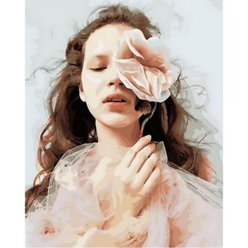 Unframe diy paintings by numbers figure painting paint by number for home decor 4050cm girl