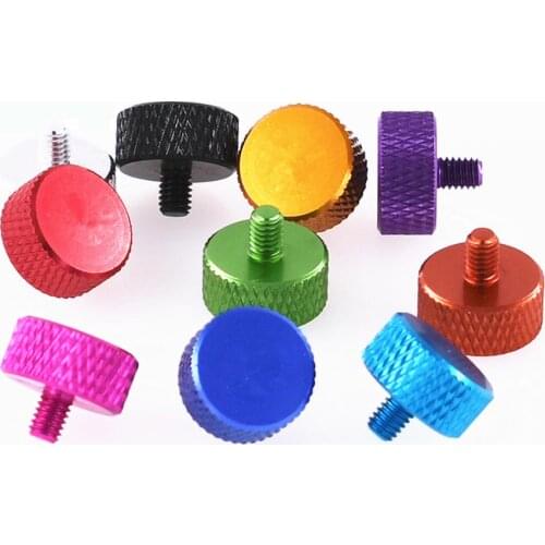 M3.5 M4 Knurled Thumb Screws, Aluminum Alloy Flat Head Screw, Length 4.5mm - 25mm, Colourful Screw, for Computer Case