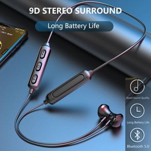 In-ear wireless bluetooth 5.0 headphones Neck style headset Sports Stereo HIFI HD Call earphones Waterproof With Microphone