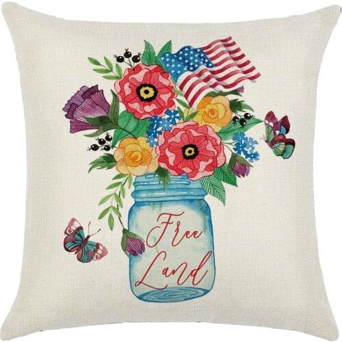 New Watercolor Series Happy Independence Day Throw Pillow Case Cover Printed Cushion Cover