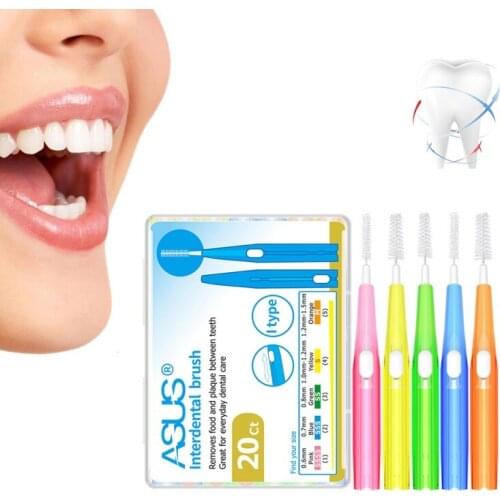 20 Pcs/Pack Push-Pull Interdental Brush Gum Interdental Tooth Brush Orthodontic Wire Brush Toothbrush Oral Care Y