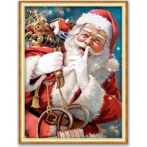 Christmas Santa Claus DIY 11CT Embroidery Cross Stitch Kits Craft Needlework Set Cotton Thread Printed Canvas Decoration On Sale
