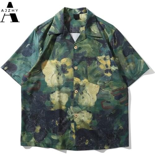 Painting Graffiti Shirts for Men Harajuku Streetwear Shirt Short Sleeve Summer Casual Beach Hawaiian Shirt Women Fashion Clothes
