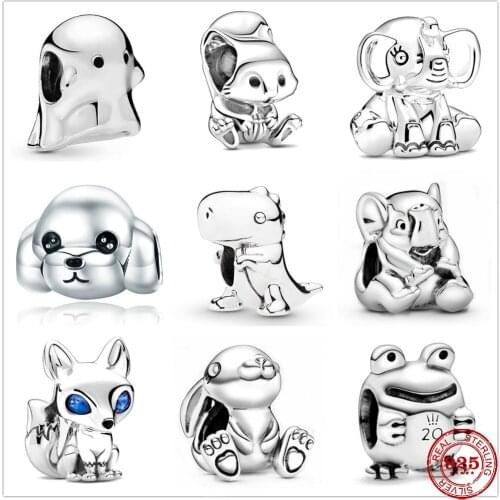 New hot sale style 925 sterling silver charm animal bead rabbit Cattle fox dog fit original pandora bracelet DIY womens jewelry