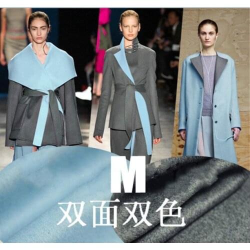 Blue-gray double-sided cashmere fabric luxury soft double-sided high-grade gray mint blue high-end cashmere wool fabric cloth