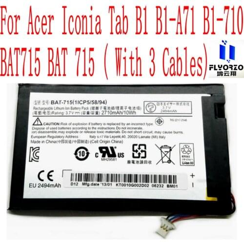 New High Quality 2710mAh BAT-715 Battery For Acer Iconia Tab B1 B1-A71 B1-710 BAT715 BAT 715 ( With 3 Cables) tablet