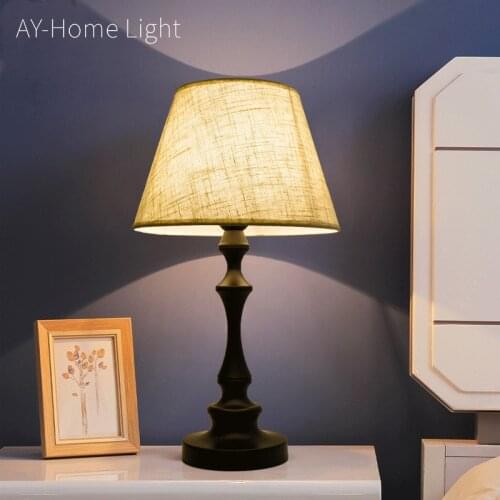 AY Fabric Lamp Shade Table Lamps For Bedroom Decor Bedside Night Lamp For Living Room Table Desk Reading Lamps Home Vintage Lamp