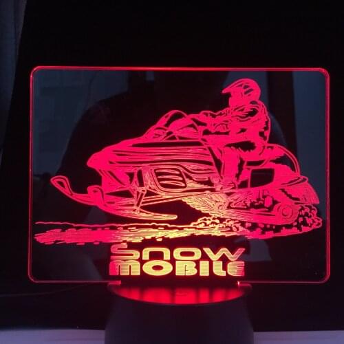 Car Series Snowmobile Pattern 3D LED Lamp Black Base Visual Illusion Acrylic Light Guide Plate Night Light for Home Decoration