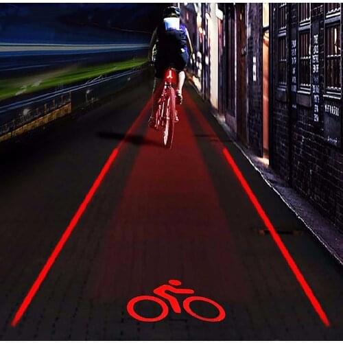 Led Bicycle Bike Light Night 2 Laser+5 Led Rear Bicycle Tail Light Beam "bike Logo"safety Warning Red Rear Lamp Waterproof #YJ