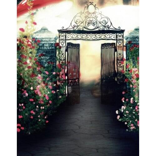 Vintage Door Flowers Photography Backdrops Photo Props Studio Background 5x7ft
