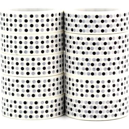 High quality 10pcs/lot Cute Black and White Dots Washi Tapes DIY Decor Scrapbook Planner Adhesive Masking Tape Cute Stationery
