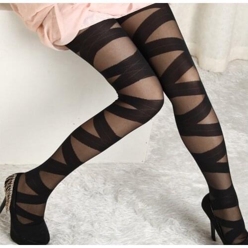 1PC Women Sexy Ripped Cut-out Bandage Ultra-thin Tights Elastic Slim Pantyhose Women Sexy Accessory