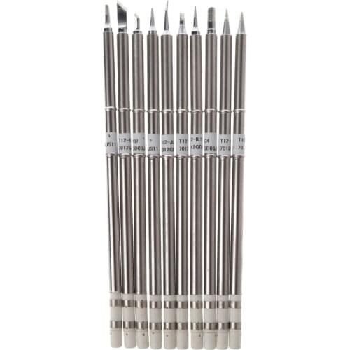 10Pcs/Set T12-B2 D24 C4 ILS JL02 KU K BC2 BL BC1 Solder Iron Tips T12 for Hakko Soldering Rework Station FX-951 FX-95