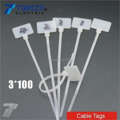 100pcs 3mm*100mm Nylon cable ties tags for On Ethernet RJ45 RJ 12 Wire power cable Label Mak