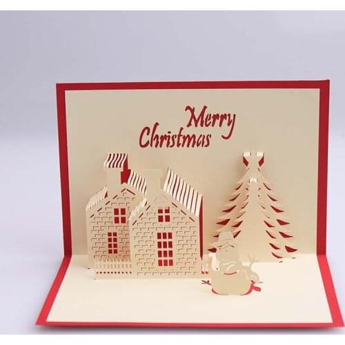 100pcs Christmas Cards 3D Pop Up Merry Christmas Series Handmade Custom Greeting Cards Xmas Gifts Souvenirs Postcards ZA5176