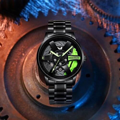 2021 Original 3D Mens Watch Car Rim Mechanical Watch Wheel Waterproof Stainless Steel Automatic Watch Car Fan Reloj