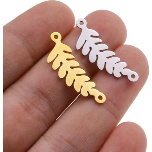 5pcs/lot Bohemia Polishing Tree Leaf Connectors Stainless Steel Charm Pendants DIY Bracelet Earrings Jewelry Making Supplies