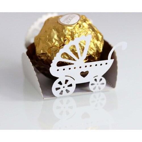 50pcs Baby Carriage Laser Cut Cupcake Wrapper Liner Baking Cup Chocolate Bar Cake For Wedding Birthday Party Favor Decoration