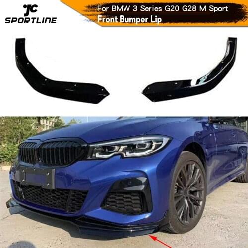 Car Front Splitters For BMW 3 Series G20 G21 M Sport 2019 2020 Car Front Bumper Splitters Spoiler PP Gloss Black