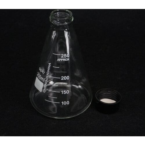 Glass 250ml Conical Erlenmeyer Narrow Mouth Screw Cap Flask Lab Glassware