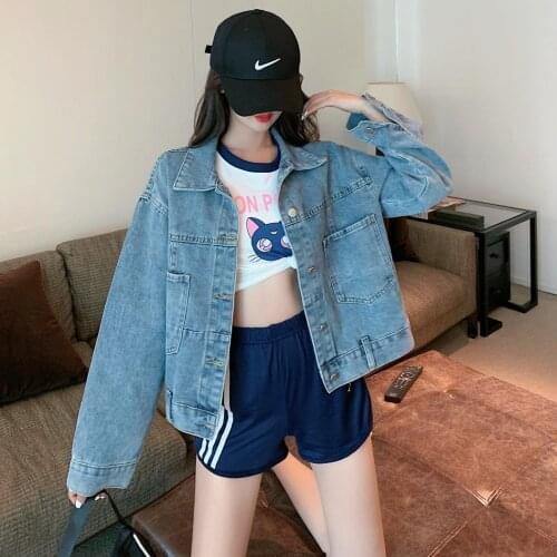 Denim Plus Large Size Oversize Korean Fashion Autumn WomenS Clothing Female Jackets Kawaii Vintage Coats 2021 Winter Harajuku