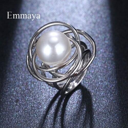 Emmaya Vivid Pearl Round Twist-shape Rings for Girls Three Color Engagement Dainty Ring With Gift