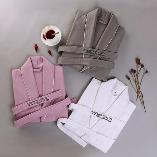 Cotton Waffle Bathrobe Men Summer Long Hooded Mens Robe Bride Male Kimono Thin String Bathrobes Couple Loose Home Bathrobe