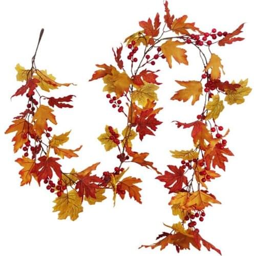 Artificial Fall Maple Leaf Vine, Wedding Backdrop Arch Wall Decor, Fake Hanging Plant Ivy For Table Festival Party Decor