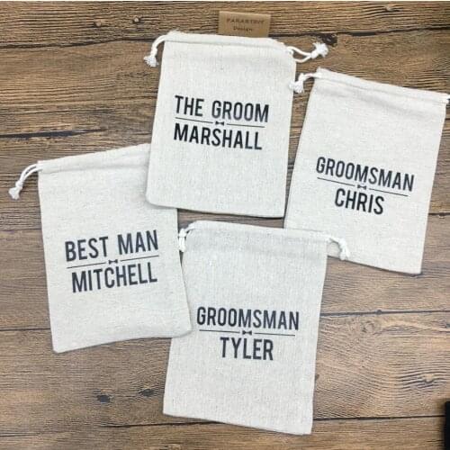 Custom any language Groomsman bestman page boy Gift Bags, personalise Wedding Party Favor Bags, Bachelorette Party Gift Bags