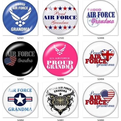 AIR FORCE GRANDMA12mm/18mm Round glass cabochon flat back Making findings snap button jewelry S2490