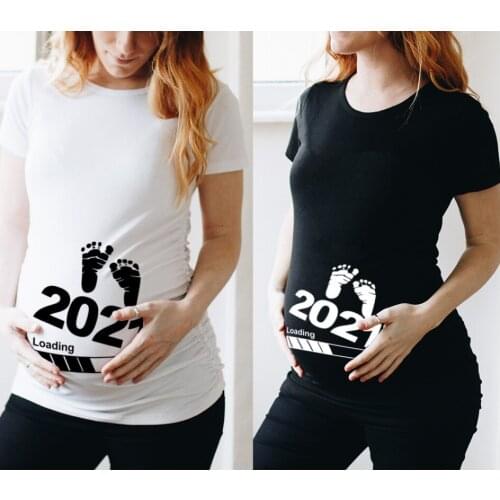 KEAIYOUHUO Printed Summer 2021 T-shirt Ladies T-shirt Maternity Slim Fit Maternity Clothes Letter Top O-Neck Maternity T-shirt