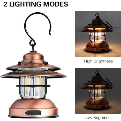 Mini Hanging Camping Lantern USB Outdoor Light Water Resistant Garden Lamp with 2 Lighting Modes Camping Equipment