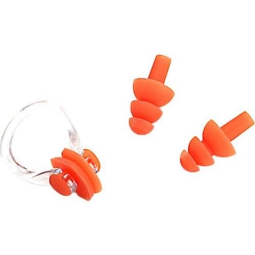 1 Set Waterproof Soft Silicone Swimming Ear Nose Clip Set Diving Sound Noise Reduction Earplug With Box Swimming Accessories